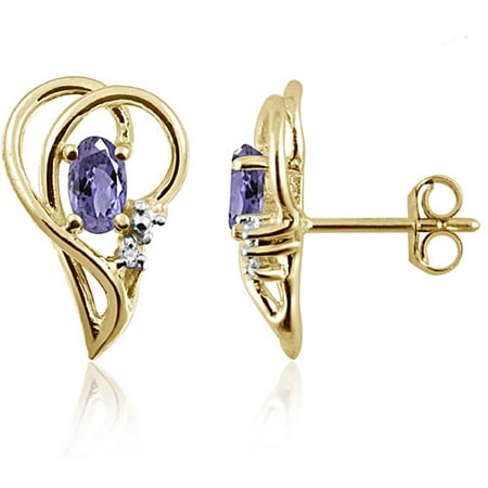 JewelersClub 0.48 Carat Tanzanite Gemstone and Accent White Diamond Earrings