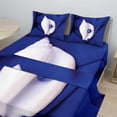 thumbnail image 2 of Ambesonne Exotic Fitted & Top Sheet Set with Shams, Shell with Pearl Ocean, Blue White, 2 of 8