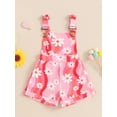 thumbnail image 2 of Bagilaanoe Toddler Baby Girl Jumpsuit Shorts Sleeveless Floral Print Romper Overalls 6M 12M 18M 2T 3T 4T Kids Short Pants Summer Clothes, 2 of 6
