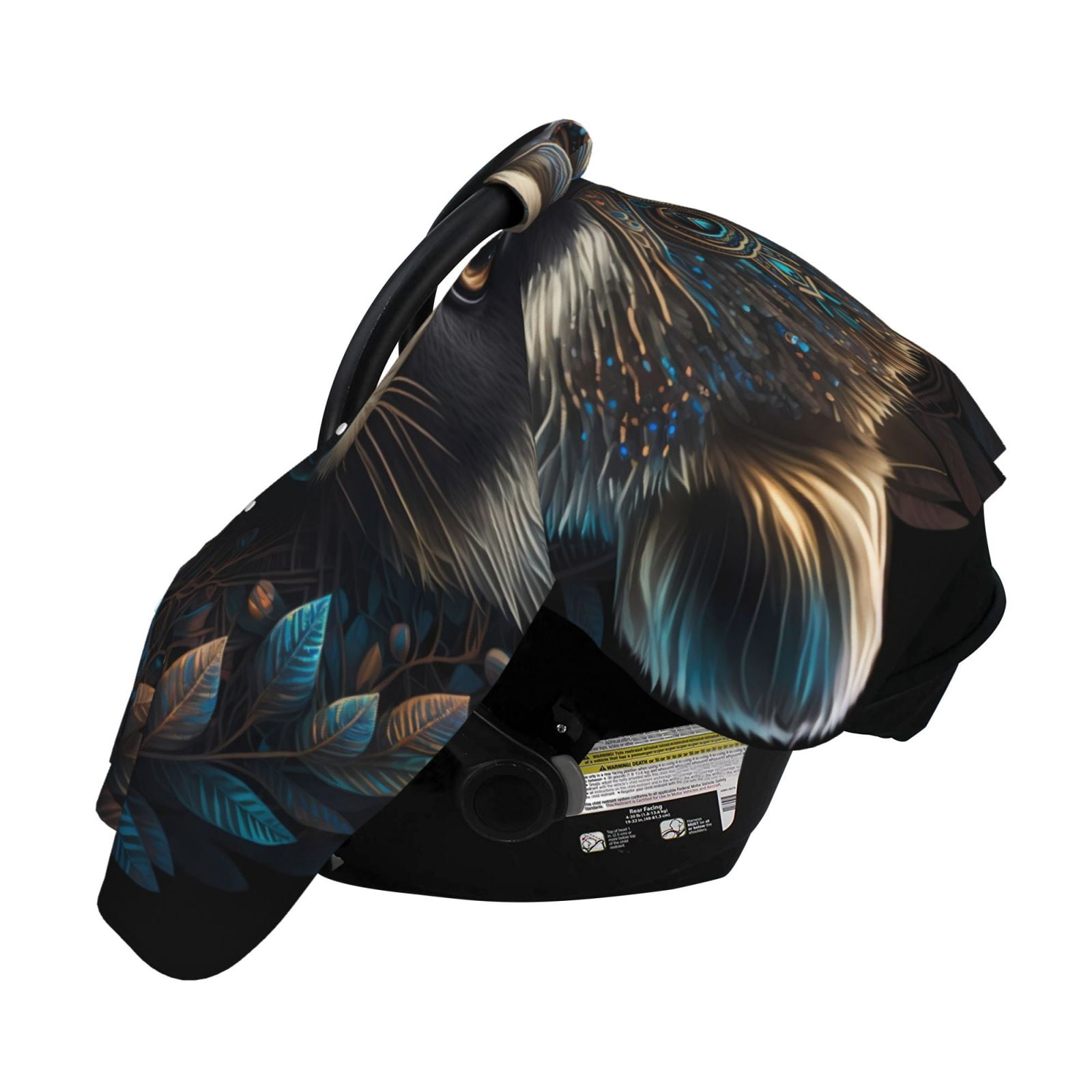 Naloa Tribal Style Raccoon Baby Car Seat Cover, Breathable Baby Carrier Cover, Multiuse Baby Carrier Cover & Nursing Breastfeeding Cover