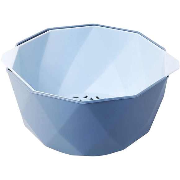 Simplicity Double-Layer Drain Basket With Pass-Over Spoon Rice Kitchen Washer Coander Vegetate Noodles Polygon Kitchen Drain Basket Strong Permeability