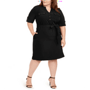 Anne Klein Women's Plus Size Belted Shirtdress Black Size 1X