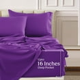 thumbnail image 5 of Lux Decor Collection California King 6 Piece Sheets Set - Microfiber 16 Inch Deep Pocket Bed Sheets - Purple, 5 of 8
