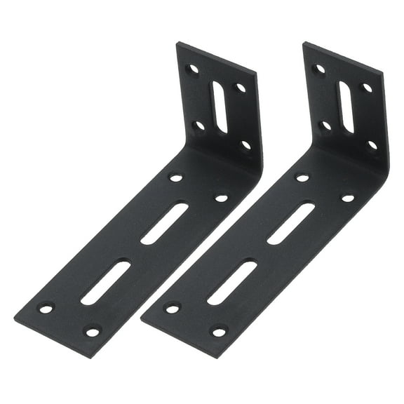 Uxcell 2 Pcs 4 18/25" Adjustable L Bracket with Slot Floating Shelf Bracket Right Angle Braces, Black