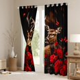 thumbnail image 3 of Feelyou 3D Reindeer Moose Black Out Curtains for Women, Rustic Red Rose Flower Curtains Pack of 2 (42x63 Each), Anniversary Theme Bedroom Curtains, Blackout Curtains Bedroom Decor, 3 of 6