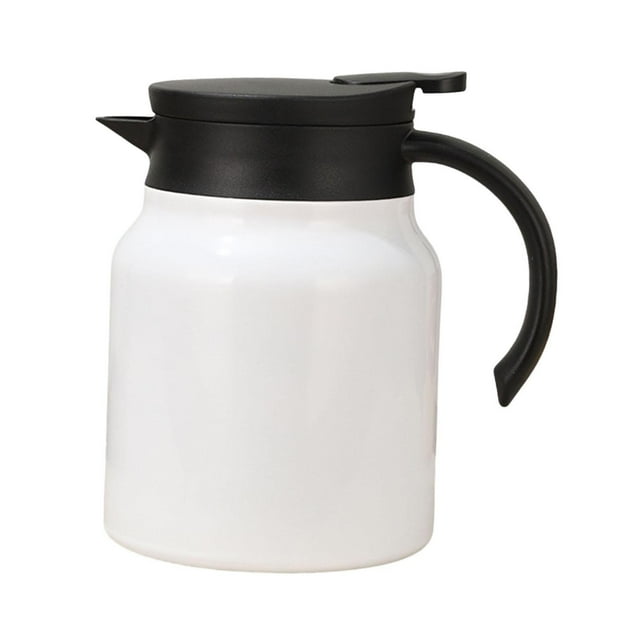 Luzkey Insulated Kettle, Flask with Tea Strainer, Tightly Sealing Lid, Heat Retention, 1 Liter, Coffee Pot, Hot Water Jug for The Kitchen white