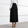 thumbnail image 6 of Hvogkswy Womens Midi Skirt, Solid Color Drawstring Elastic High Waist A-Line Skirts Soft Loose Outdoor Activities Ladies Summer Fashion Casual Skirt, 6 of 7
