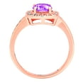 thumbnail image 2 of 1.335 ct Round Cut Natural Amethyst Solitaire with Simulated Diamond Accents 14K Rose Gold Womens Engagement Ring, 2 of 6