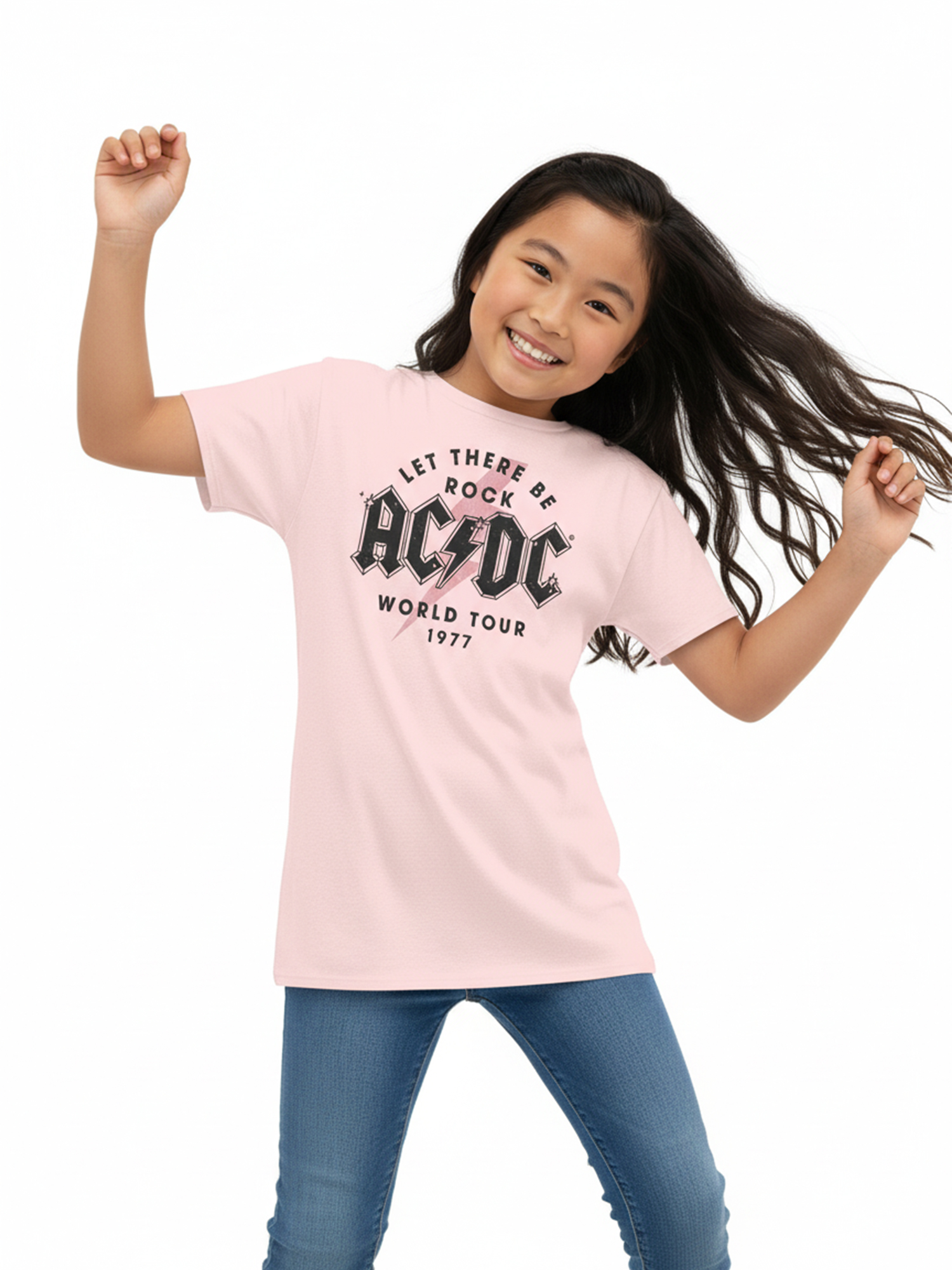 Playera gráfica de manga corta AC/DC World Tour para niña, tallas 4-18 4