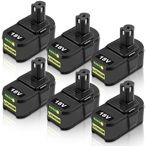 6 Pack 8000mAh Replacement for Ryobi 18V Battery Compatible with Ryobi Battery Fits for Ryobi Battery 18V Cordless Power Tools and Chargers P102 P103 P104 P105 P107 P108 P109 P190 P122