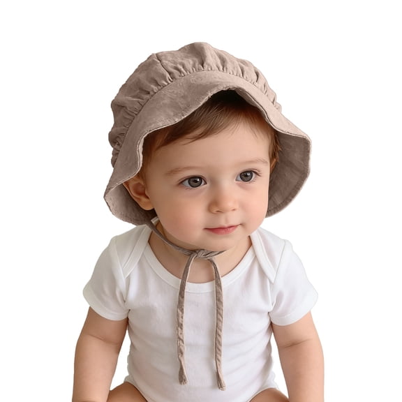 Xijirk Baby Ruffled Brim Sun Hat Soft Organic Upf 50 Plus with Adjustable Chin Strap Gentle Cozy Headwear for Outdoor Play and Beach Travel,Grey,6 Months-2 Years
