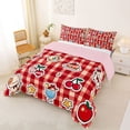 thumbnail image 2 of Manfei Kawaii Cherry Print Full Size Comforter Sets,Cartoon Animals Bedding Comforter Set,Red,Pink Reversible,3 Pieces,1 Comforter and 2 Pillowcases, 2 of 7