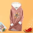 thumbnail image 5 of Qulqfy Fleece Lined Tops for Women Long Sleeve Pink Plus Size Pullover Tops Hooded Winter Floral Shirts Fall Tops for Women, 5 of 5