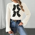 thumbnail image 2 of Bixock Women Fall and Winter Top,Women Sweater,Women's Comfortable Stand Neck Long Sleeved Bow Patchwork Sleeve Casual Sweater, 2 of 5