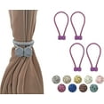thumbnail image 1 of 4 Piece Magnetic Curtain Tiebacks Holdbacks, Modern Curtain Tieback Clips, Curtain Rope Holder Tie Backs, Decorative Hold Backs for Home Office Decoration (Purple), 1 of 5