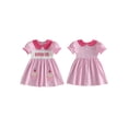 thumbnail image 2 of BemeyourBBs Toddler Baby Girl Birthday Dress Outfits 1 2 3 4 5 Years Old Birthday Clothes Plaid Cupcake Bow Embroidered Short Sleeve Doll Collar A-line Smocked Dresses, 2 of 9