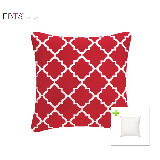 Fbts Prime Outdoor Decorative Pillows With Insert Red Patio Accent Throw Covers 18x18 Inches Square Cushions For Couch Bed Sofa Furniture Com Fbts Prime Outdoor Decorative Pillows, Red Outdoor Throw Pillows