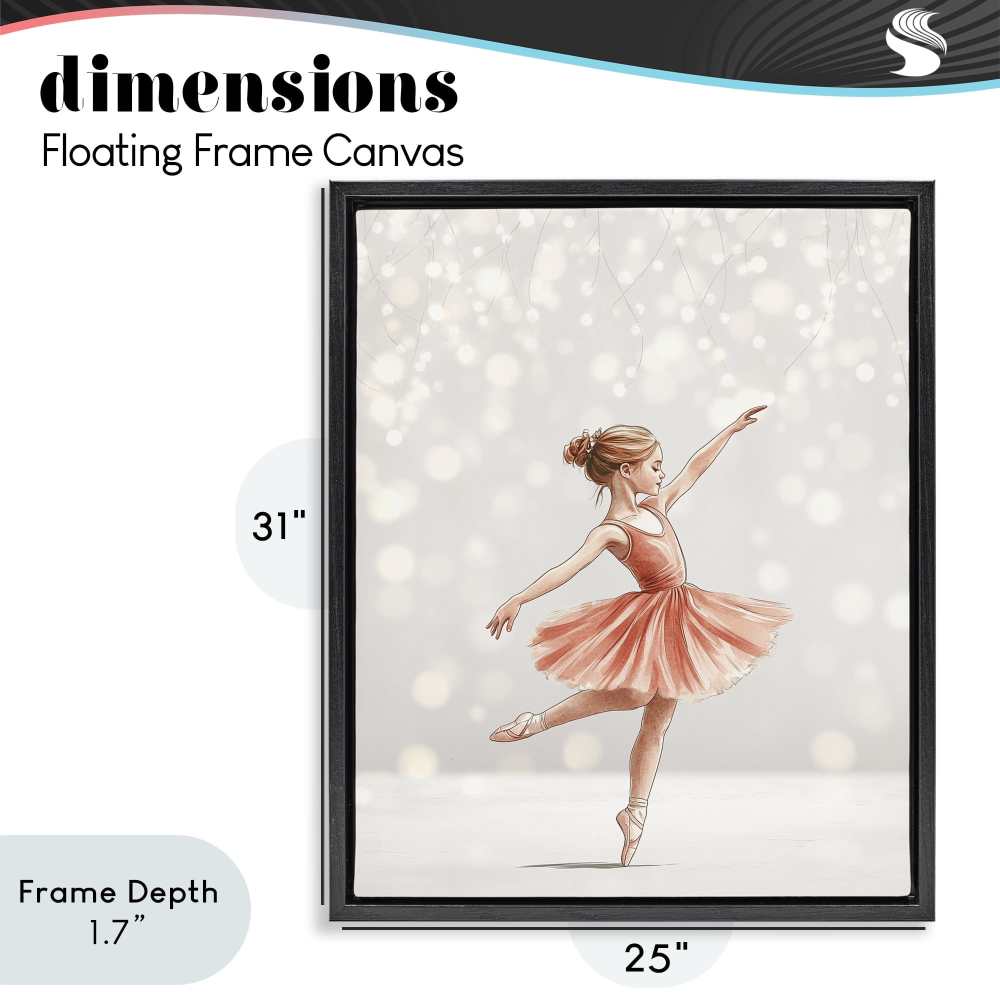 Stupell Industries Dancing In The Light Black Framed Floater Canvas Wall Art, design by Christine Simpson Art