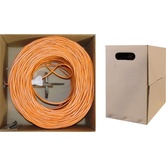 CableWholesale 1000 Foot Cat5e CM Rated Ethernet Cable, 24 AWG, ETL Verified 4 Pair Stranded Pure Copper, Unshielded Twisted Pair(UTP) with Pull Box, Orange