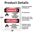 thumbnail image 2 of (2 Pack) Storage Area Flammable Material Bilingual OSHA Danger Sign, 2 of 7