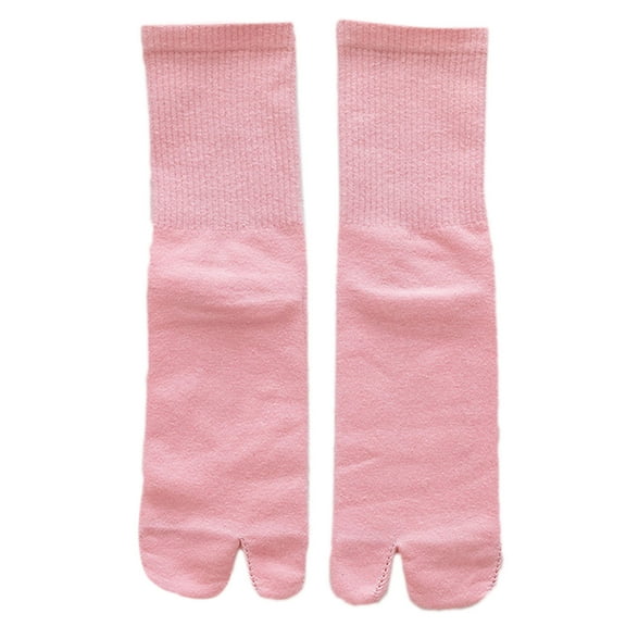 Women Men Ribbed Cotton Split Toe Kimono Tabi Crew Socks Harajuku Neon Solid Color Skateboard 2 Finger Flip Flop Sandal Casual Mid Tube Hosiery