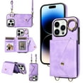 thumbnail image 1 of Compatible with iPhone 13 Pro Max 6.7 inch Wallet Cover, with Crossbody Shoulder Strap and Stand PU Leather Credit Card Holder Cell Accessories Phone Cover for iPhone 13 Pro Max - Purple, 1 of 14