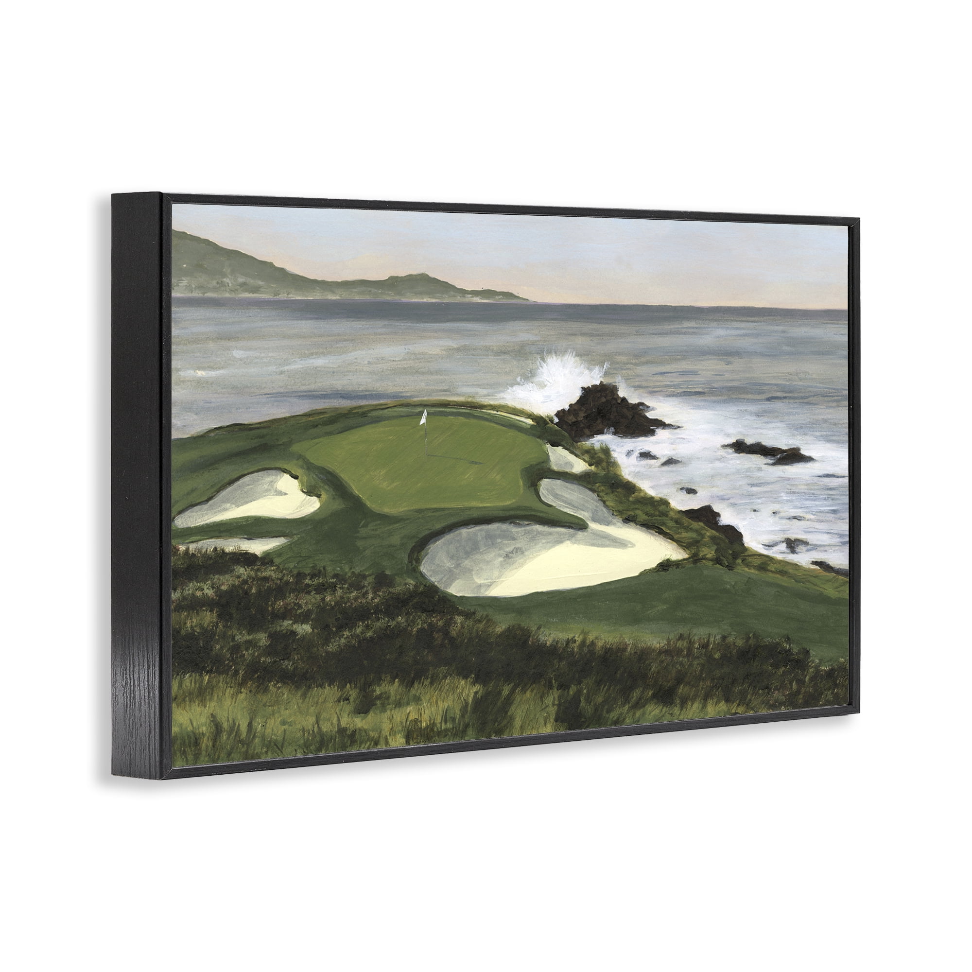 Stupell Industries Coastal Golf Course Landscape Painting Black Framed Art Print Wall Art, 30 x 20