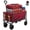 Red, variant on Heavy Duty Collapsible Folding Wagon, 102L All Terrain Utility Cart with Removable Wheels & Brakes, Adjustable Handle Mesh Pockets Beach Wagon for Camping Grocery Shopping Garden, Black