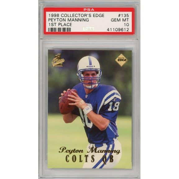 Graded 1998 Collector's Edge Peyton Manning #135 1st Place Rookie RC Football Card PSA 10 Gem Mint