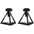 thumbnail image 1 of Juego de 2 Lámparas de Techo de Diseño Industrial, Jaula Triangular, Lámpara de Techo Moderna, Estilo Industrial Vintage, Metal Negro, Dormitorio, Cafetería, Restaurante, Comedor, Negro, 1 of 5