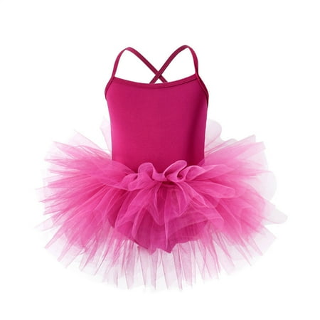 Kiijoy Girls Ballet Dance Dress Leotard Sleeveless Dancewear Ballet Tutu Skirt Sizes 7-8
