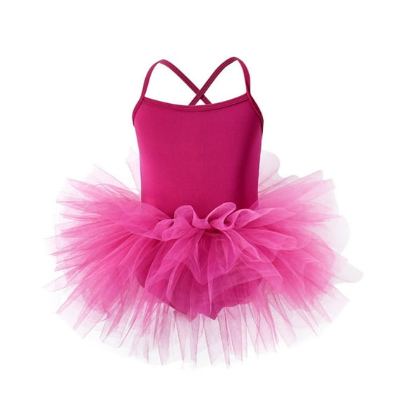 Kid Girls Ruffle Sleeve Ballet Skirted Leotard Shiny Dance Back Cross Tutu Dresses Purple L-120