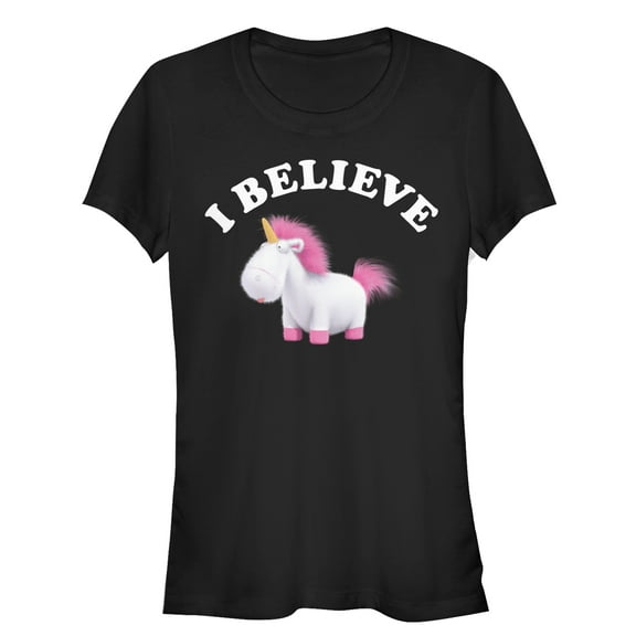 Junior's Despicable Me I Believe Unicorns Graphic Tee Black 2X Large