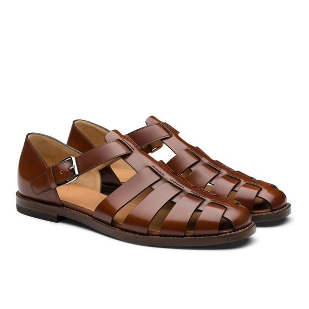 Sandalias deportivas para hombre Sandalia de cuero hecha a mano al aire libre con punta cerrada
