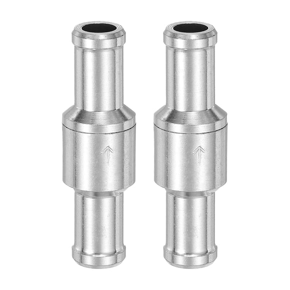 Uxcell 2 pack 3/8" Fuel Check Valve, Non-Return One Way Hose Check Valve, Aluminum Alloy Control Accessories for Petrol, Diesel, Gas, Oil, Air, Water, Silver