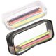 thumbnail image 1 of Transparent PVC large capacity pencil case, pencil bag for office, school, travel, cosmetics, black and white, 1 of 5