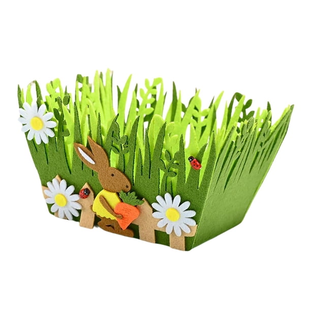 Cesta de Pascua portátil para guardar artículos diversos, cesta verde para decoración del hogar y el dormitorio. Conejo Marrón