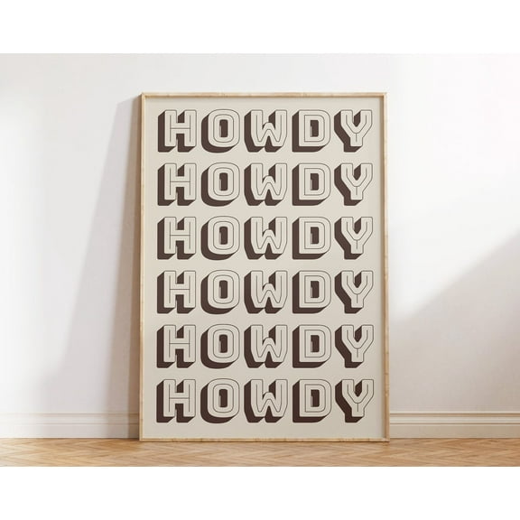 Retro Howdy Poster Vintage Western Wall Art Typography Print Southern Home Decor Wild West Print Brown Howdy Art 1 Print Wall Art, Modern Wall Decor, 8x12 UNFRAMED