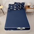 thumbnail image 4 of Castle Fairy Soccer Ball Print Zipper Twin Comforter Sets with Fitted Sheet and 2 Pillowcases, Sport Theme Zipper Bedding Set, Navy Blue White,4-Piece,Navy Blue Reversible, 4 of 6