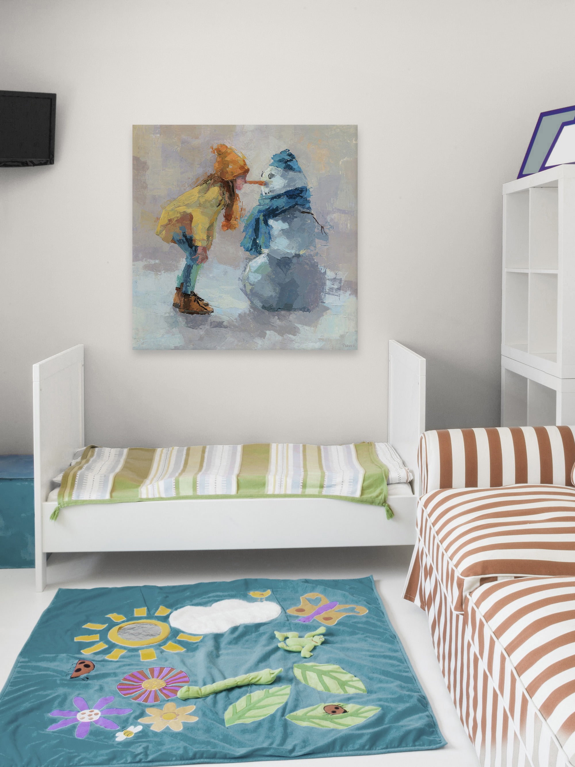 Parvez Taj Snowman Love Canvas Wall Art