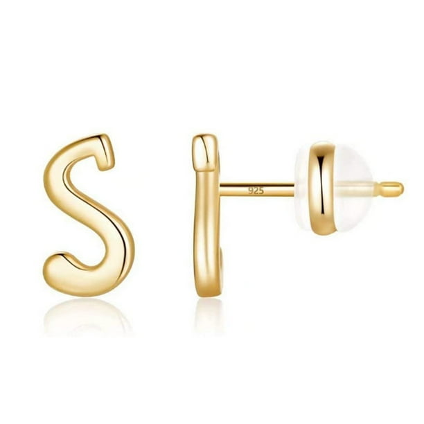 Xihbxyly Pendientes de Oro con 26 Letras Del Alfabeto y Acabado Chapado En Oro para Mujer