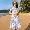thumbnail image 4 of Daiia Lavender Flowers Print Women's Dresses 2025 Trendy Short sleeve Dresses Casual Baggy Flowy Maxi Sun Dresses, 4 of 6
