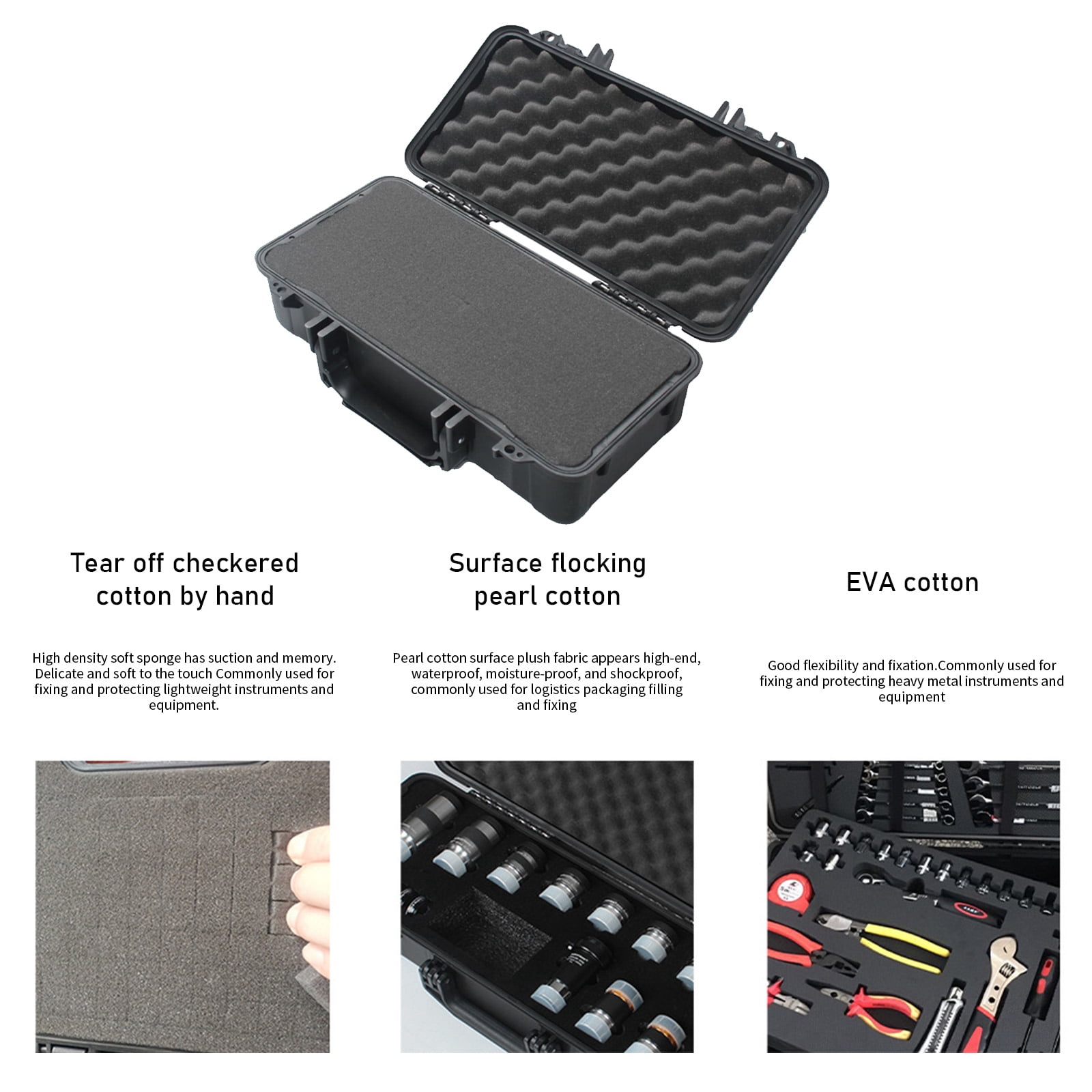 Waterproof Equipment Box 305x165x105mm with Soft Foam Insert Outdoor Work Tool Box for Secure Tool Protect