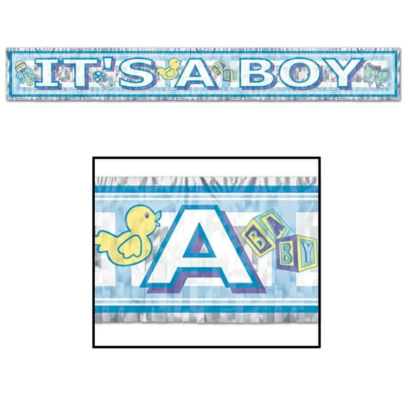 Beistle Metallic It's A Boy Fringe Banner (Case of 12)