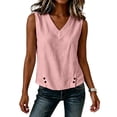 thumbnail image 4 of Sheghy Tank Tops for Women 100%Cotton Women's Solid Color V-neck Sleeveless Button Casual Cotton and Linen Top, 4 of 5