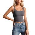 thumbnail image 1 of Gpoecd Débardeurs à Col Rond pour Femmes, Camisole Sans Manches à Bretelles, Ajustée, Extensible, Basique pour Superposition, sous-Vêtement, Haut d'Été Décontracté, Camisole pour Femmes 02_Grey,TP, 1 of 6