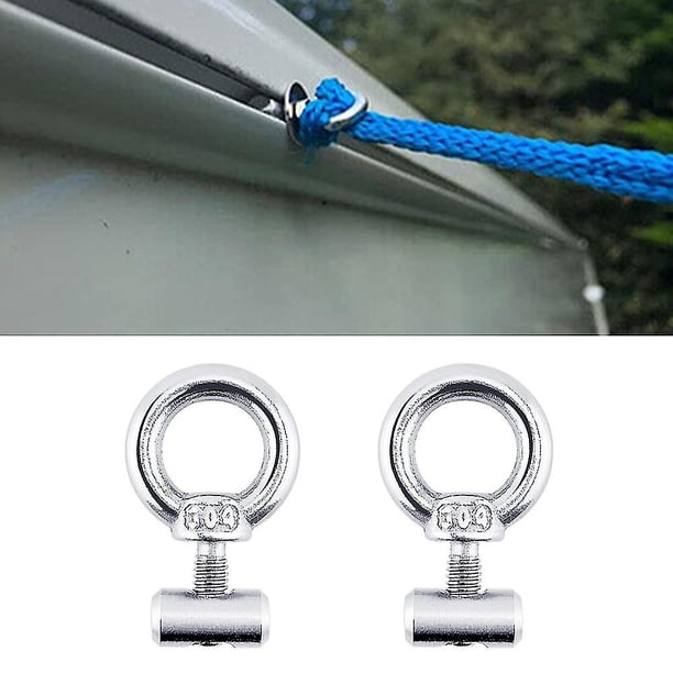 Topes de riel para toldo de exterior de acero inoxidable, para autocaravana, tienda de campaña, tuercas de ojo de elevación, tornillo, 2 uds.