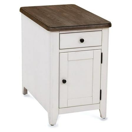 Casual Choice Solid Wood Chair Side Cabinet in Light Gray and White Finish