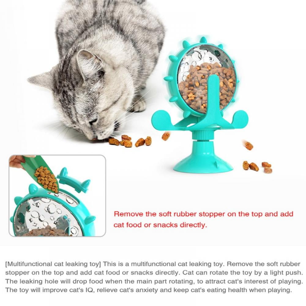 Cat Food Puzzle, Windmill Cat Toy, Turntable Food Dispenser,  Multifunctional Interactive Teasing, Funny Kitten Toys Cat Leaking Food  Puzzle Toy with