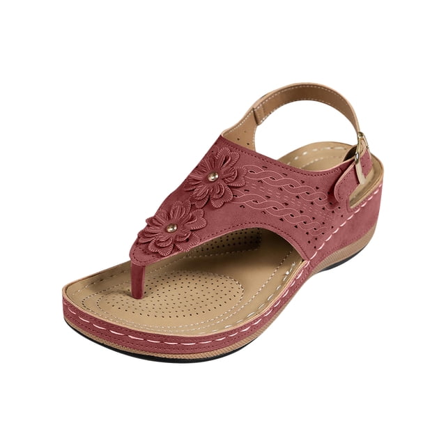 Amzcrzy Zapatos de mujer,Zapatos de mujer,Zapatillas de mujer, Sandalias de cuña con flores para mujer, informales, con tacón bajo, cómodas, para verano Sandalias Mujer Zapatillas De Casa